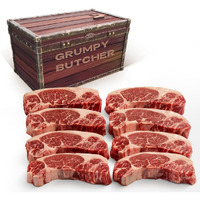 Grumpy Butcher New York Strip Steak, 8 Pack (10 Oz Each) - Prime Steak House Quality Ny Strip Steak Meat - With Steaks Gift Packages Specials Option