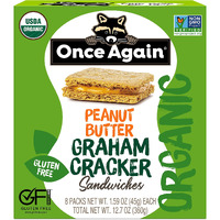 Once Again Peanut Butter Graham Cracker Sandwiches - Organic & Gluten Free, Non-Gmo - Gluten Free Certified, Vegan, Kosher - Box Of 8 Sandwich Packs