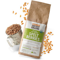 Grand Teton Ancient Grains - 100% Organic Spelt Berries, 5 Lbs, Whole Unmilled Spelt Berries, Us-Grown Farro Organic Grain, Nutritious Baking Staple, Whole Grain Spelt In Brown Paper Bag