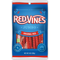 Red Vines Jumbo Licorice, Original Red Flavor, 8Oz Bags (12 Pack), Soft & Chewy Candy Twists