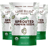 Lark Ellen Farm Sprouted Organic Pumpkin Seeds, Unsalted Raw Pumpkin Seeds Organic, Pepitas, Vegan, Non Gmo, Gluten Free, Paleo, And Keto Friendly (14 Oz, 3 Pack)