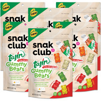 Snak Club Gummy Bears, Tajin Chili & Lime Sweet And Spicy Gummy Candy, Mild In Heat Bold In Flavor, Low-Fat, Vegan, Gluten-Free Snack, 9 Oz Large Resealable Bag, 6 Count