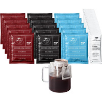 Copper Cow Coffee Vietnamese Pour Over Coffee With Sweetened Condensed Milk Creamer - Single-Serve And All-Natural Pre-Filled Coffee Filters - Classic, Vanilla, Churro Latte Flavors (15 Pack)