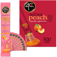 4C Powder Drink Stix, Red Tea Peach 500 Count, Bulk Buy, Singles Stix, On The Go, Refreshing Water Flavorings, Value Pack