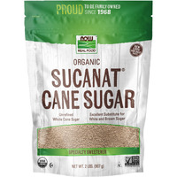 Now Foods, Certified Organic Sucanat Cane Sugar, Powder From Pure Evaporated Cane Syrup, Excellent Substitute For White And Brown Sugar, Certified Non-Gmo, 2-Pound (Packaging May Vary)
