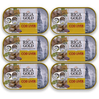 Riga Gold Cod Liver In Own Oil 4.27Oz/ 121G From Iceland (Pack 6)
