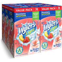 Wyler's Light Singles To Go Powder Packets, Water Drink Mix, Strawberry Lemonade, 16 Count, 6 Boxes (96 Single Servings)