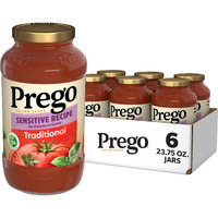 Prego Traditional Sensitive Recipe Low Fodmap Pasta Sauce, 23.75 Oz Jar (Case Of 6)