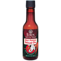 Eden Hot Pepper Toasted Sesame Chili Oil, Unrefined Expeller Pressed, 5 Oz Amber Glass Bottle