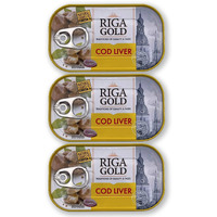 Riga Gold Cod Liver In Own Oil 4.27Oz/ 121G From Iceland (Pack 3)