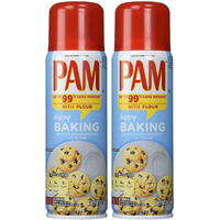 Pam No-Stick Cooking Spray - Happy Baking - With Flour - Net Wt. 5 Oz (141 G) Each - Pack Of 2