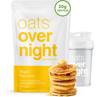 Oats Overnight - Maple Pancakes - Vegan, 20G Protein, High Fiber Breakfast Shake - Gluten Free, Non Gmo Oatmeal (2.5 Oz Per Meal) (8 Pack + Blenderbottle)
