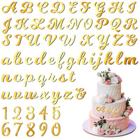 Jspupifip 64 Pcs Acrylic Cake Alphabet Numbers Topper, Mirror Number 0-9 And Alphabet A-Z Personalized Cake Picks Decor Anniversary Wedding Baby Shower Party Supplies(Gold)