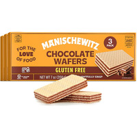 Manishewitz Gluten Free Chocolate Wafers, 7Oz (3 Pack) Crispy Wafer With Creamy Dark Chocolate Filling | Dairy Free | Certified Kosher (Including Passover)