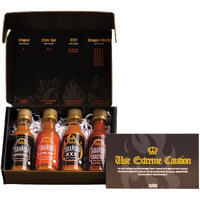 Mini Hot Sauce Challenge Box By Tabaero, Original, Extra Hot, Xxx Hot & Dragons Breath, Hot Sauce Gift, Gluten Free, All Natural, Low Sodium, Vegan, Kosher, Made In The Usa, 4-Pack, 1.7 Oz Bottles