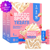Magic Spoon Treats - High Protein, Low Carb, Keto Friendly, 1G Of Sugar, Gluten Free, Crispy Treat Cereal Bar, On-The-Go Healthy Snack (Strawberry Milkshake, 8 Bars)