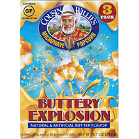 Cousin Willie's Microwave Popcorn Bags, Buttery Explosion (4 Boxes, 12 Bags), Gourmet Popcorn Boxes For Party, Whole Grain Popcorn, Gluten Free, Low Calorie Healthy Snack, Made In Usa, Non-Gmo