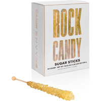 Candy Envy - Gold Rock Candy Sugar Sticks - Original Sugar Flavored - 24 Indiv. Wrapped