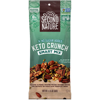 Second Nature Keto Crunch Smart Snack Mix, 1.75 Oz Individual Snack Packs (Pack Of 12) - Keto Gluten Free Snack - No Sugar Added Dark Chocolaty Drops And Nut Trail Mix, Ideal For Travel Snacks
