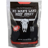 No Mans Land Hot Beef Jerky High Protein Low Calorie Low Carb Beef Snack 16Oz Bag