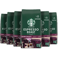 Starbucks Ground Coffee, Dark Roast Coffee, Espresso Roast, 100% Arabica, 6 Bags (12 Oz Each)