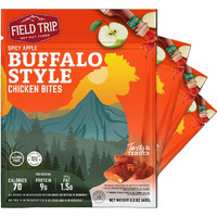 Field Trip Chicken Jerky Bites, All Natural And Gluten Free, Keto And Paleo-Friendly Healthy Snack, Low Calorie, High Protein Snacks With No Nitrates, 2.2Oz Bag, 4 Pack, Spicy Buffalo Style