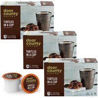 Door County Coffee Turtles In A Cup Flavored Coffee Ground | 30 Count Single Serve Cups | Medium Roast | 100% Specialty Arabica Coffee | Flavored Gourmet Coffee | Caramel And Toasted Pecan Coffee