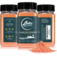 Aloha Right Now Authentic Li Hing Mui Powder 7 Oz Shaker For Flavoring Fruits, Candy, & Cocktail Drinks - Sweet, Sour & Salted Dried Plum Powder - Asian Hawaiian Snacks
