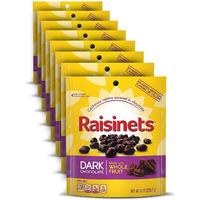Raisinets, Dark Chocolate Covered California Raisins, 8.0 Oz Resealable Bag, Bulk 8 Pack