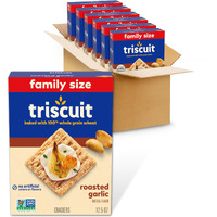 Triscuit Roasted Garlic Whole Grain Wheat Crackers, Family Size, 6 - 12.5 Oz Boxes