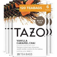 Tazo Chai Tea Bags, Vanilla Caramel Chai, Moderate Caffeinated Tea, 120 Total Tea Bags (20Ct - Pack Of 6)