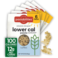 Pastabilities, Lower Calorie Pasta, Ruffles - 100 Calories/Serving Low Net Carbs, Low Calorie, Non-Gmo, High Fiber, Vegan, Plant-Based, Enhanced Nutrients, Delicious Taste & Texture (8 Ounce, 6 Pack)