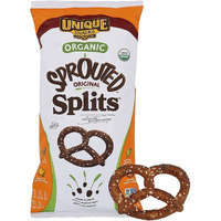 Unique Snacks Sprouted Splits Pretzels, Sprouted Pretzels, Delicious Homestyle Baked Snack Bag, Ou Kosher, And Non-Gmo Food, No Artificial Flavor, 8 Oz. Bag, Pack Of 6