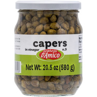 Capers, #9, Premium Quality Italian Capers In Brine, Jar, 20.5Oz,Non-Gmo, Product Of Italy, Fratelli D'Amico (20.5Oz)
