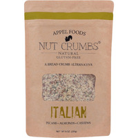 Appel Foods - Nut Crumbs - Bread Crumb Alternative - Gluten Free - Sugar Free - Low Carb - Low Sodium - Raw, Premium Nuts (Italian)
