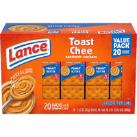 Lance Sandwich Crackers, Toastchee Peanut Butter, 20 Individually Wrapped Packs, 6 Sandwiches Each (Pack Of 6)