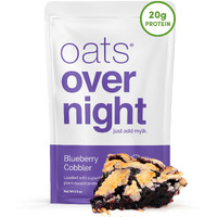 Oats Overnight - Blueberry Cobbler - Vegan, 20G Protein, High Fiber Breakfast Shake - Gluten Free, Non Gmo Oatmeal (2.5 Oz Per Meal) (16 Pack)