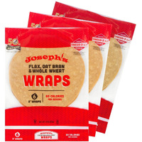 Joseph's Low Carb Wrap Value 3-Pack, Flax, Oat Bran And Whole Wheat, 8G Carbs Per Serving, Fresh Baked (6 Per Pack, 18 Wraps Total)