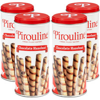 Pirouline Rolled Wafers - Chocolate Hazelnut - Rolled Wafer Sticks, Crme Filled Wafers, Rolled Cookies For Coffee, Tea, Ice Cream, Snacks, Parties, Gifts, And More - 3.25Oz Tin 4Pk