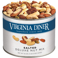 Virginia Diner - Gourmet Natural Deluxe Nut Mix (Virginia Peanuts, Almonds, Cashews, Pecans, Pistachios & Brazil Nuts), 18 Ounce Tin