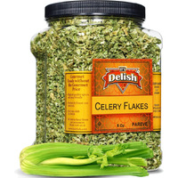 Dried Celery Flakes By It's Delish, 5 Oz Jumbo Reusable Container | Dehydrated Food And Dried Vegetables For Soup, Stew, Rice, Great For Kitchen, Camping And Emergency Food Supply | Kosher And Vegan