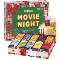 Movie Night Gift Baskets Popcorn Gifts For Christmas Holiday Gift Christmas Gift Sets, 5 Gourmet Popcorn Kernels And 5 Popcorn Flavoring, Non-Gmo Popcorn Gifts - 10 Pack