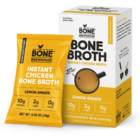 Bone Brewhouse - Chicken Bone Broth Protein Powder - Lemon Ginger Flavor - Keto & Paleo Friendly - Instant Soup Broth - 10G Protein - Natural Collagen, Gluten-Free & Dairy Free - 5 Individual Packets