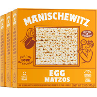 Manishewitz Egg Matzo 12Oz (3 Pack) Kosher (Not For Passover), Thin, Crisp & Light Texture, Sodium Free, No Artificial Flavors, Colors Or Ingredients,