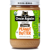 Once Again Organic Creamy Peanut Butter, 16Oz - Lightly Salted, Unsweetened - Usda Organic, Gluten Free Certified, Vegan, Kosher - Glass Jar