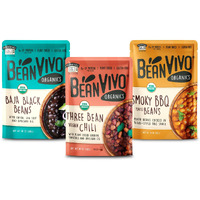 Beanvivo - Variety 3 Pack (10 Oz Each) - Organic Baja Black Beans, Three Bean Chili, Bbq Pinto Beans - Seasoned & Ready To Eat, Plant Protein, Vegan, Gluten Free, Microwaveable, Instant Meals