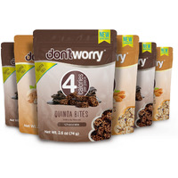 Don'T Worry Chocolate Quinoa Bites - Low Calorie Snacks, Only 4 Calories Per Piece!, Healthy Chocolate Granola Bars, Low Carb Quinoa Snacks, Gluten Free Protein Cookies - (Almond Pecan, 6 Pack)