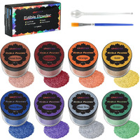 Cakestar Edible Glitter, 8 Colors Edible Luster Dust, Edible Glitters For Drinks, Food Shimmer Dust For Cookies, Cake Decorating, Strawberries, 7G/Bottle