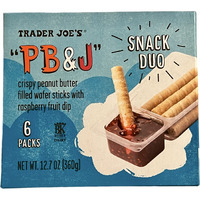 Trader Joes Pb&J Crispy Peanut Butter-Filled Wafer Sticks With Raspberry Fruit Dip, One Box Of 6 Packs, Total 12.7 Oz, 6 Count (Pack Of 1)