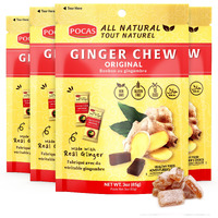Pocas Original Ginger Chews - Sweet And Zesty Ginger Chew, Individually Wrapped Low-Calorie Snacks, Ginger Candy Made With Pure Cane Sugar, 3 Oz Ea (Pack Of 4)